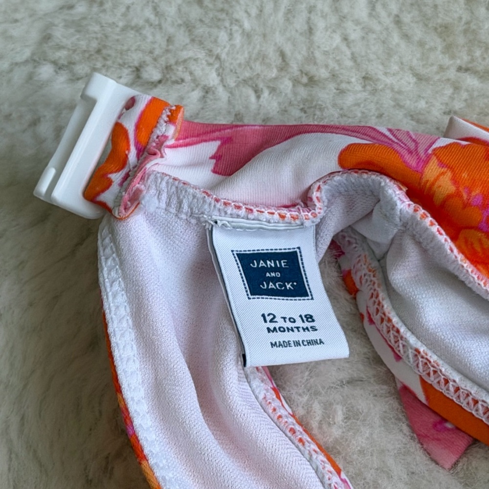 Janie and Jack Clementine Bloom One Piece Floral Swimsuit Size 12-18 Months - Picture 7 of 10